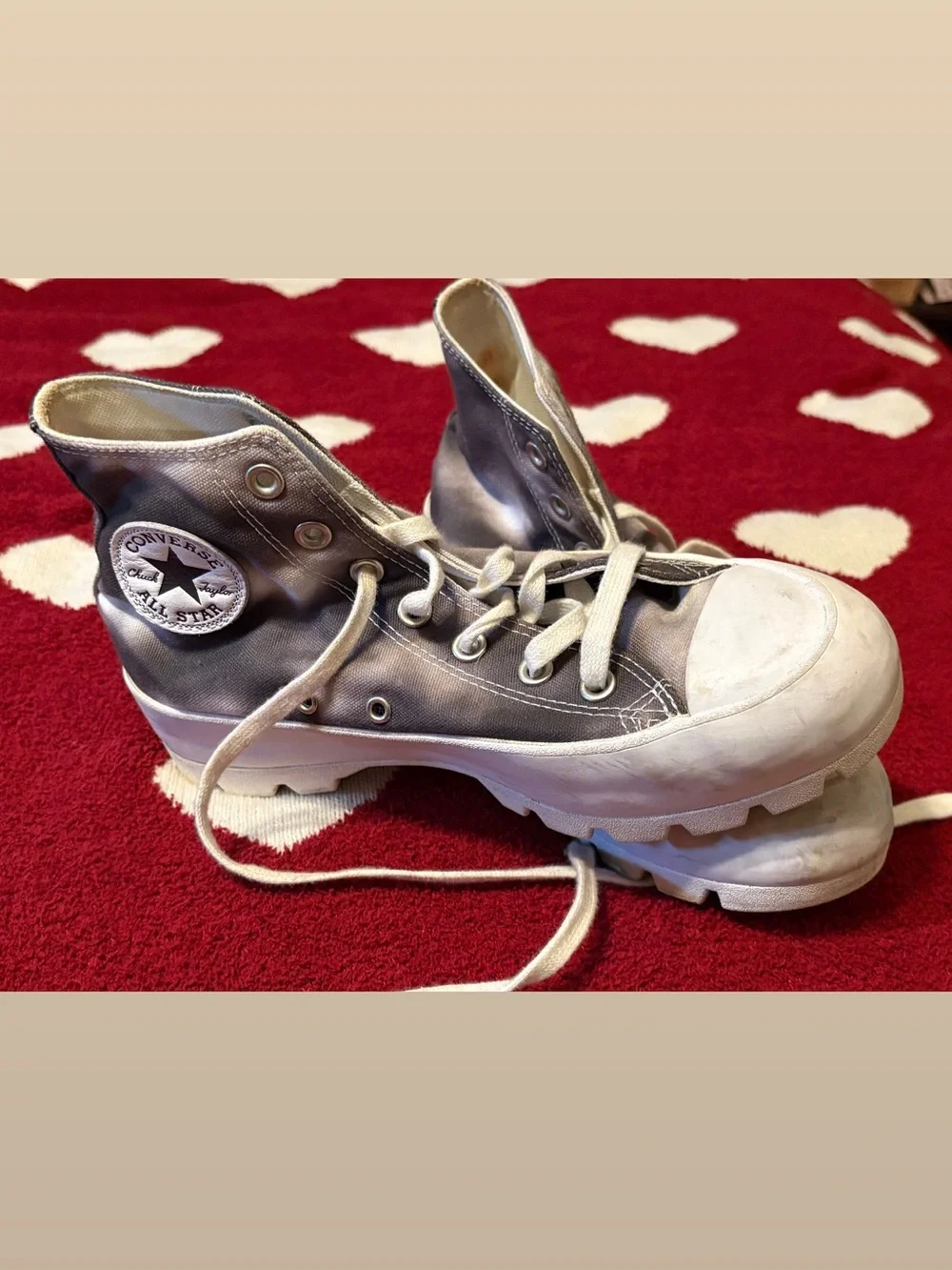 Converse Kids High Top Canvas Sneakers in Gray and White